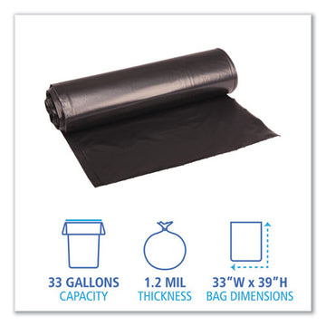 Boardwalk® Low Density Repro Can Liners, 33 Gal, 1.2 Mil, 33" X 39", Black, 10 Bags-roll, 10 Rolls-carton freeshipping - TVN Wholesale